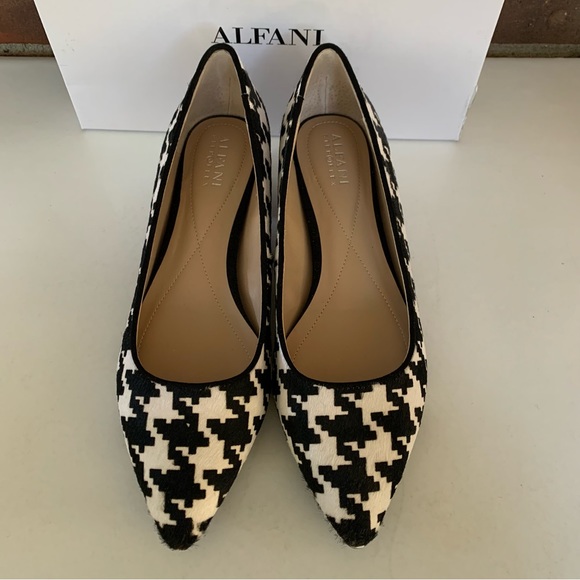 Alfani Womens Cashh Black-Ivory Plaid Slip On Block Heel Pumps Shoes US 8 M - Picture 4 of 9